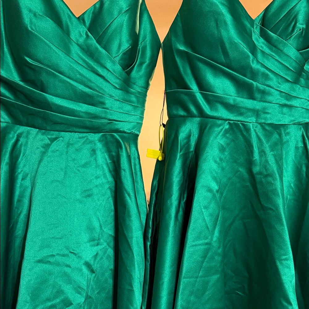 3 Elegant Green Satin Dress great for proms or wedding size4-8-10
